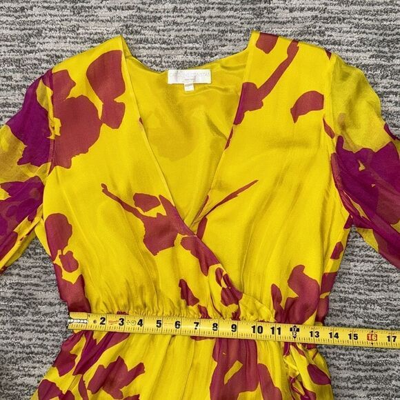 Caroline Constas Liv Maxi Dress High Low Silk Large Yellow/Pink - Picture 9 of 15